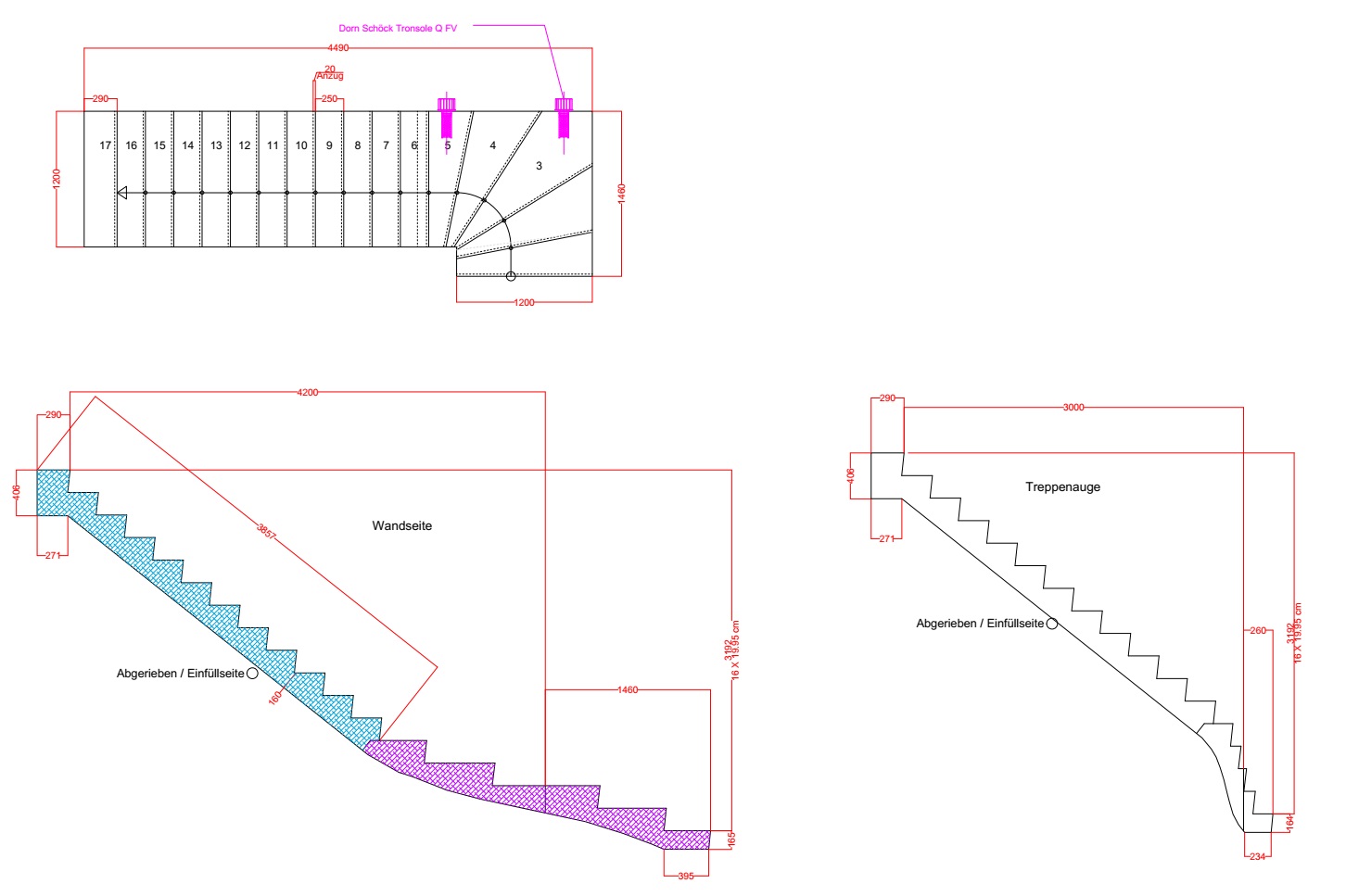 1/4 Gewundene Treppe